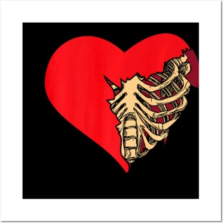 Skeleton Heart Rib Cage Red Heart Valentine's Day Women Girl Premium Posters and Art